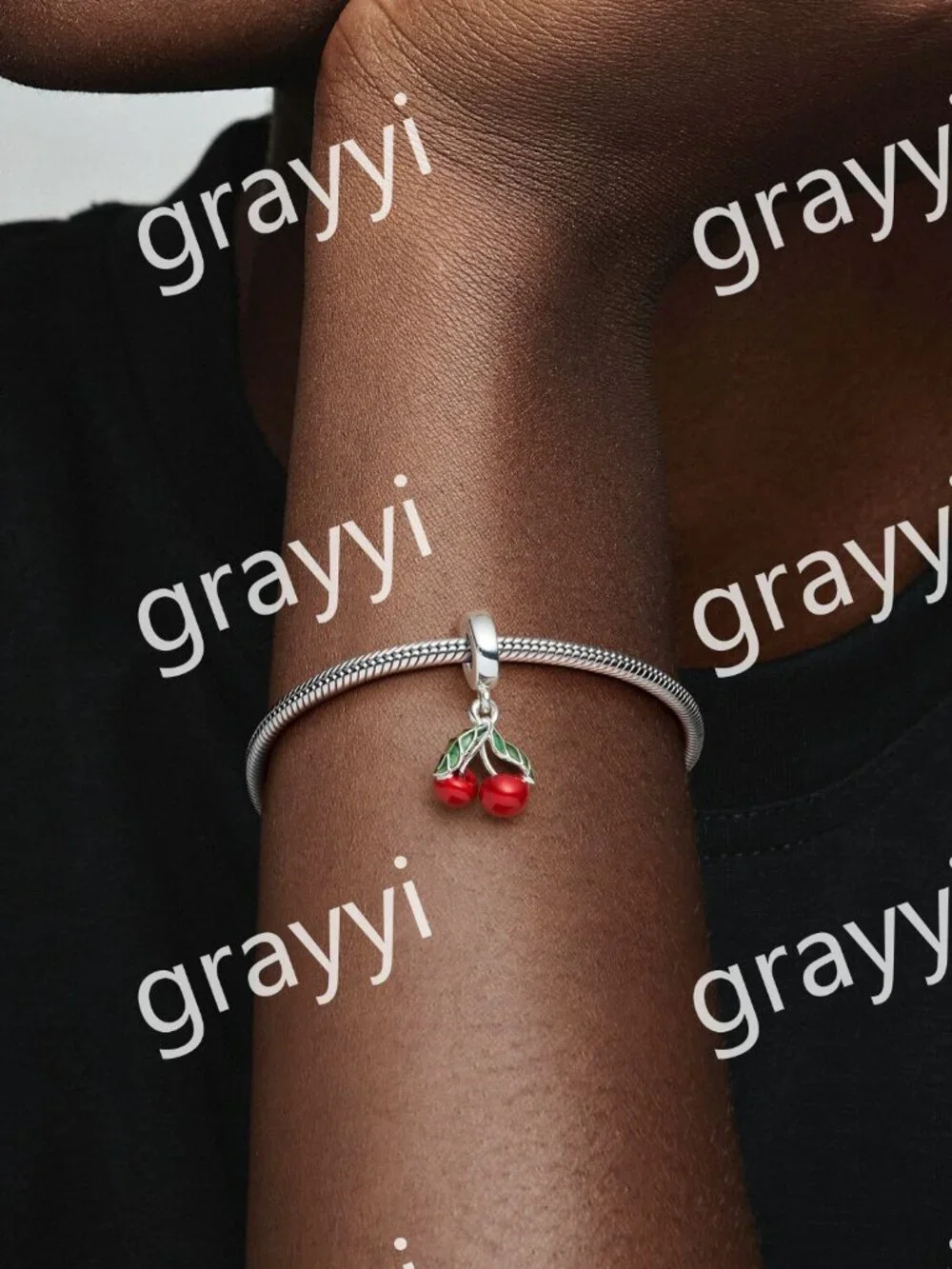 Pandora Asymmetrical Cherry Fruit Dangle Charm